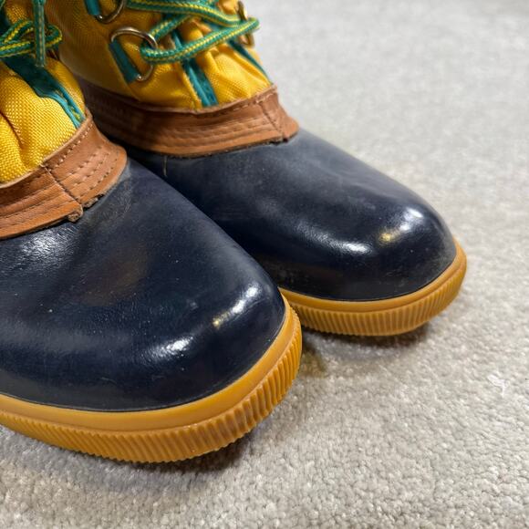 Vintage 90s Lands End Retro Snow Duck Winter Boots Colorblock Wms 9 Sherpa Apres - Picture 3 of 11